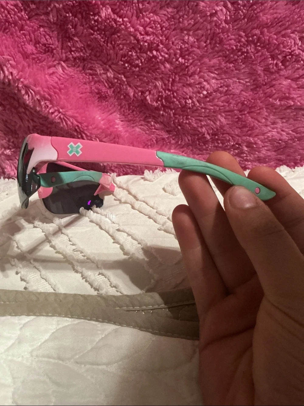 Kids Pink & Teal Wraparound Sunglasses - Youth Sport Shades